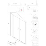 BETA LINE Black 175 Čiré Sprchové dveře dvoukřídlé s pevnou stěnou v rovině (125+50)