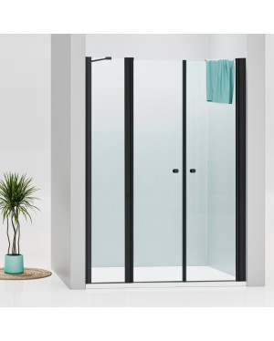 BETA LINE Black 155 Čiré Sprchové dveře dvoukřídlé s pevnou stěnou v rovině (135+20)