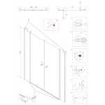 BETA LINE II Black 110 Čiré Sprchové dveře dvoukřídlé s pevnými stěnami v rovině