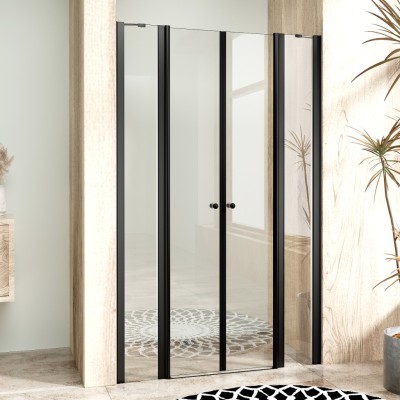 BETA LINE II Black 110 Čiré Sprchové dveře dvoukřídlé s pevnými stěnami v rovině