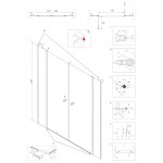 BETA LINE II Black 120 Čiré Sprchové dveře dvoukřídlé s pevnými stěnami v rovině