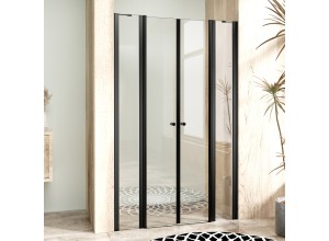 BETA LINE II Black 120 Čiré Sprchové dveře dvoukřídlé s pevnými stěnami v rovině