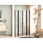 BETA LINE II Black 180 Čiré Sprchové dveře dvoukřídlé s pevnými stěnami v rovině