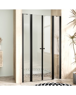 BETA LINE II Black 175 Čiré Sprchové dveře dvoukřídlé s pevnými stěnami v rovině