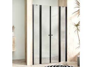 BETA LINE II Black 145 Grape Sprchové dveře dvoukřídlé s pevnými stěnami v rovině