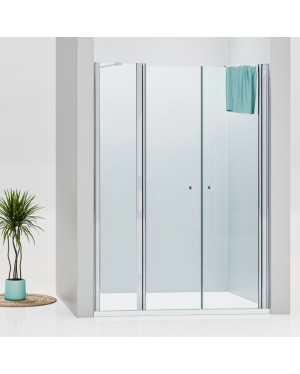 BETA LINE Chrom 155 Čiré Sprchové dveře dvoukřídlé s pevnou stěnou v rovině (105+50)