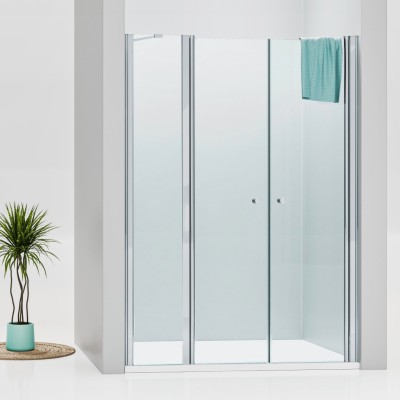 BETA LINE Chrom 155 Čiré Sprchové dveře dvoukřídlé s pevnou stěnou v rovině (115+40)