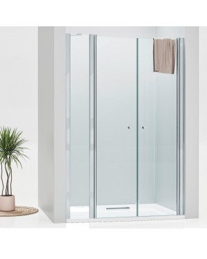 BETA LINE Chrom 165 Čiré Sprchové dveře dvoukřídlé s pevnou stěnou v rovině (115+50)