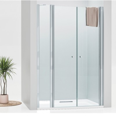 BETA LINE Chrom 165 Čiré Sprchové dveře dvoukřídlé s pevnou stěnou v rovině (115+50)