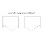 BETA LINE Chrom 140 Grape Sprchové dveře dvoukřídlé s pevnou stěnou v rovině (120+20)