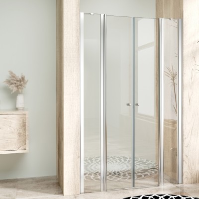 BETA LINE II Chrom 100 Čiré Sprchové dveře dvoukřídlé s pevnými stěnami v rovině