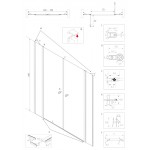 BETA LINE II Chrom 150 Čiré Sprchové dveře dvoukřídlé s pevnými stěnami v rovině