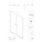 BETA Chrom 90 Čiré Sprchové dveře do niky dvoukřídlé