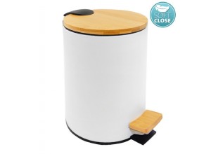 BAMBUS odpadkový koš kulatý 5l, Soft Close, bílá mat