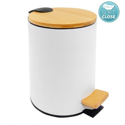 BAMBUS odpadkový koš kulatý 5l, Soft Close, bílá mat