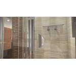 DELTA ROCKY 80x80 Clear Well Sprchový kout se zalamovacími dveřmi a mramorovou vaničkou