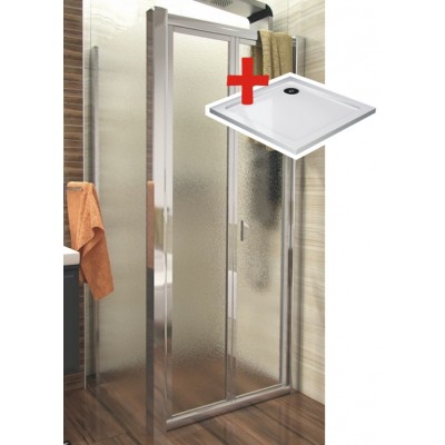 DELTA ROCKY 80x80 Grape Well Sprchový kout se zalamovacími dveřmi a mramorovou vaničkou