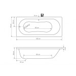 JIZERA vana 120x70x39cm, bez nožiček, bílá