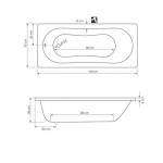JIZERA vana 140x70x39cm, bez nožiček, bílá