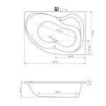 CIDLINA 160 vana 160x105x45cm bez nožiček, pravá, bílá