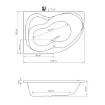 CIDLINA 160 vana 160x105x45cm bez nožiček, levá, bílá
