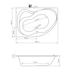 CIDLINA 150 vana 150x105x45cm bez nožiček, levá, bílá