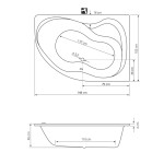CIDLINA 150 vana 150x105x45cm bez nožiček, pravá, bílá