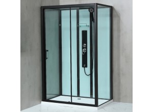 GLASS ROCKY 100x80x214 Černý Masážní sprchový box obdélníkový s mramorovou vaničkou