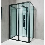 GLASS ROCKY 100x80x214 Černý Masážní sprchový box obdélníkový s mramorovou vaničkou