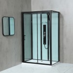 GLASS ROCKY 100x80x214 Černý Masážní sprchový box obdélníkový s mramorovou vaničkou