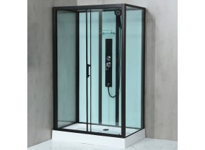 GLASS 120x80x225 Černý Masážní sprchový box obdélníkový