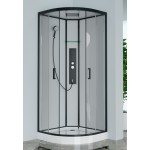 GLASS 90x90x225 Černý Masážní sprchový box čtvrtkruhový