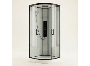 GLASS 90x90x225 Černý Masážní sprchový box čtvrtkruhový