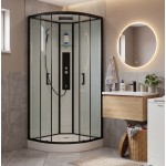 GLASS 90x90x225 Černý Masážní sprchový box čtvrtkruhový