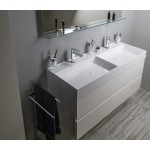 GODIVA dvojumyvadlo, litý mramor, 119x44 cm, bílá