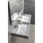 GODIVA dvojumyvadlo, litý mramor, 119x44 cm, bílá