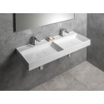 GODIVA dvojumyvadlo, litý mramor, 119x44 cm, bílá