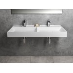 GODIVA dvojumyvadlo, litý mramor, 119x44 cm, bílá