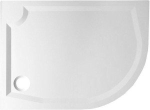 RIVA sprchová vanička z litého mramoru, čtvrtkruh 100x80cm, levá, bílá