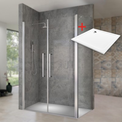 HANY ROCKY 80x80 Čiré Sprchový kout čtvercový  s mramorovou vaničkou