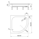 ANDA 90 Sprchová vanička čtvrtkruh, výška 26 cm