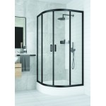 FUNY 80 BLACK Clear ROCKY Sprchová zástěna čtvrtkruhová s mramorovou vaničkou