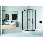 FUNY 80 BLACK Clear ROCKY Sprchová zástěna čtvrtkruhová s mramorovou vaničkou