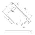 LOR 100x80 Levá Sprchová vanička asymetrická, akrylát