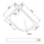 LOR 120x80 Levá Sprchová vanička asymetrická, akrylát
