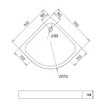 LOR 90x90 Sprchová vanička čtvrtkruhová, akrylát