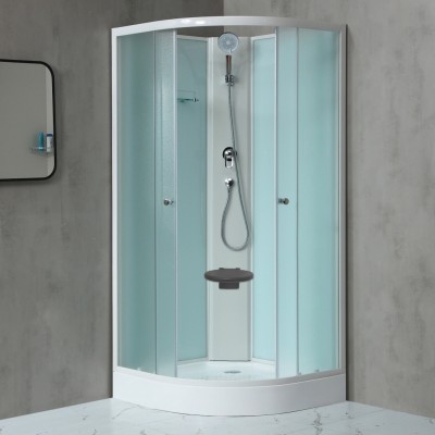 MILD 80 WHITE Sprchový box čtvrtkruhový s akrylátovou vaničkou a sedátkem