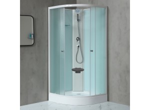 MILD 90 WHITE Sprchový box čtvrtkruhový s akrylátovou vaničkou a sedátkem