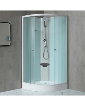 MILD 90 WHITE Sprchový box čtvrtkruhový s akrylátovou vaničkou a sedátkem