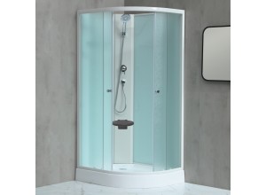 MILD AS-Levý 100x80 WHITE Sprchový box asymetrický s akrylátovou vaničkou a sedátkem